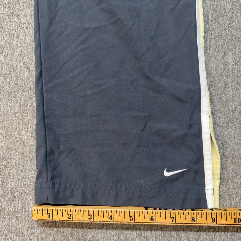 Nike Mens Track Pants Gray Yellow White Side Stripe Athletic Warm Up Medium
